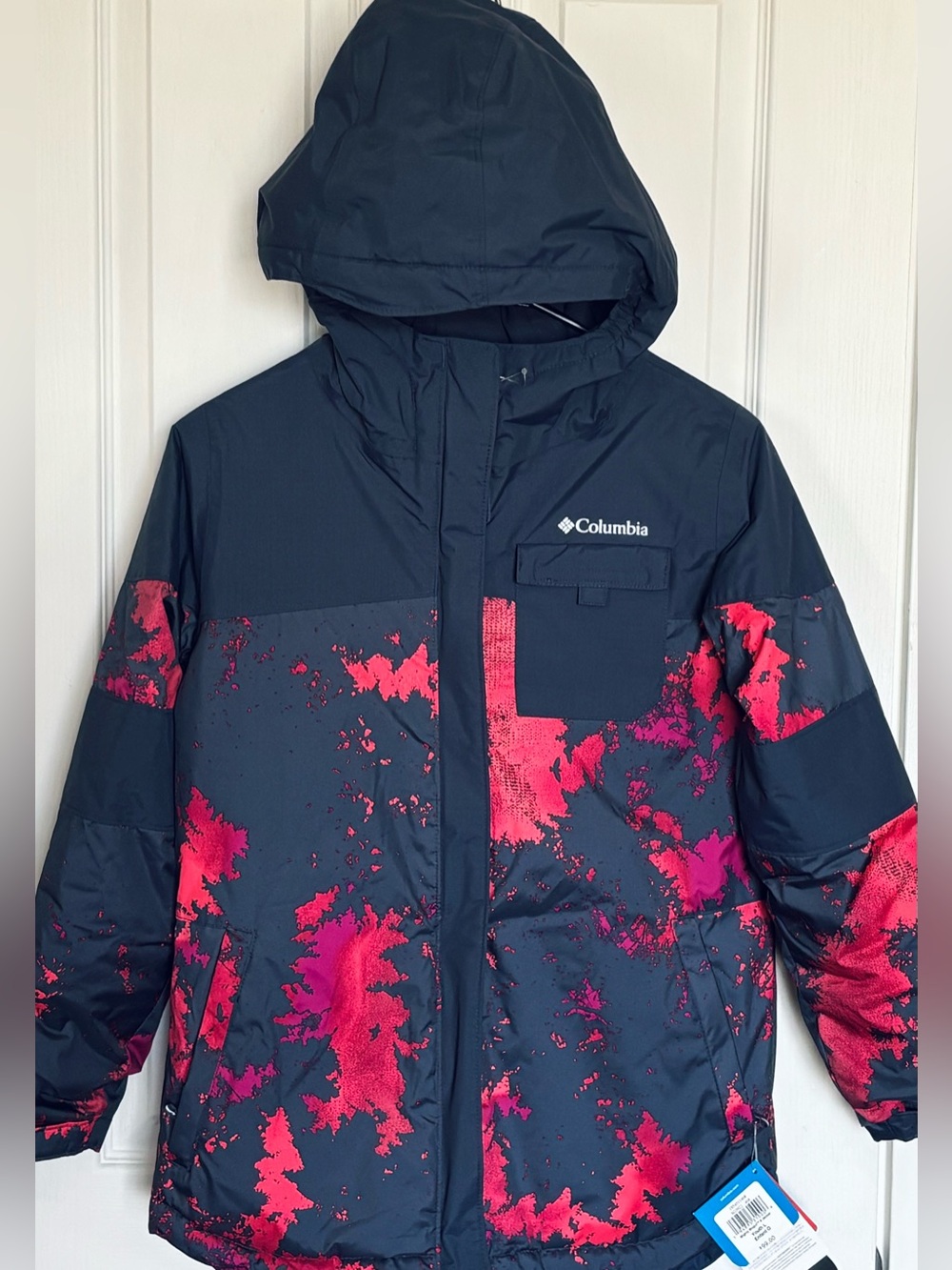 Columbia Navy Jacket with Bright Pink Print Hooded Shell | NWT * - Picture 15 of 16